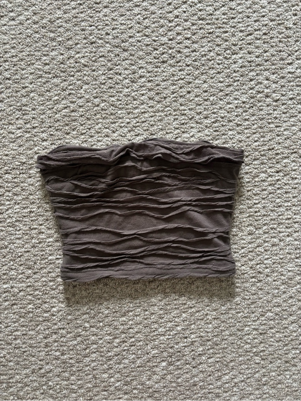 Ruched Strapless Top - Brown